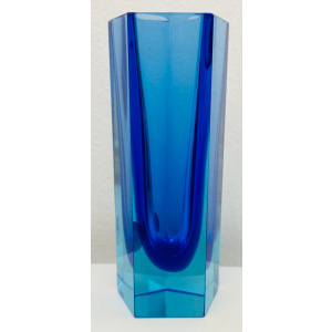 Small Italian Murano Blue Sommerso Glass Vase, 1970s
