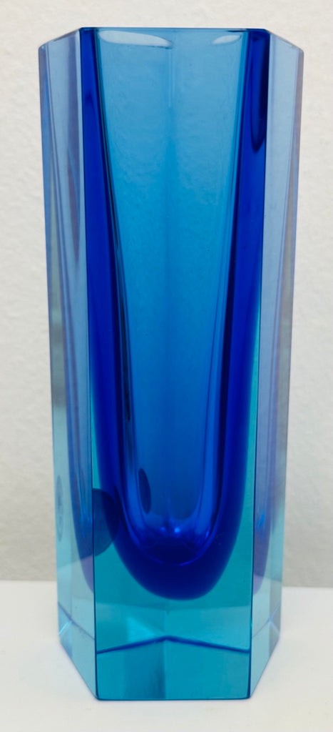 Small Italian Murano Blue Sommerso Glass Vase, 1970s