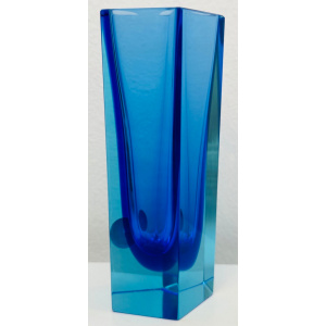 Small Italian Murano Blue Sommerso Glass Vase, 1970s