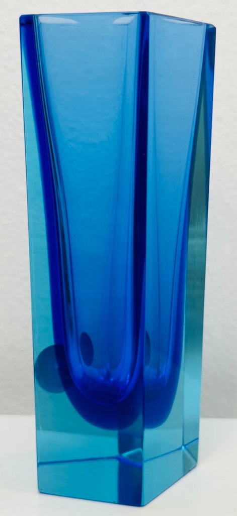 Small Italian Murano Blue Sommerso Glass Vase, 1970s