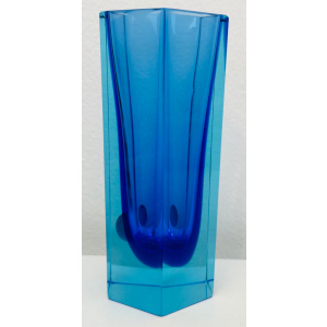 Small Italian Murano Blue Sommerso Glass Vase, 1970s