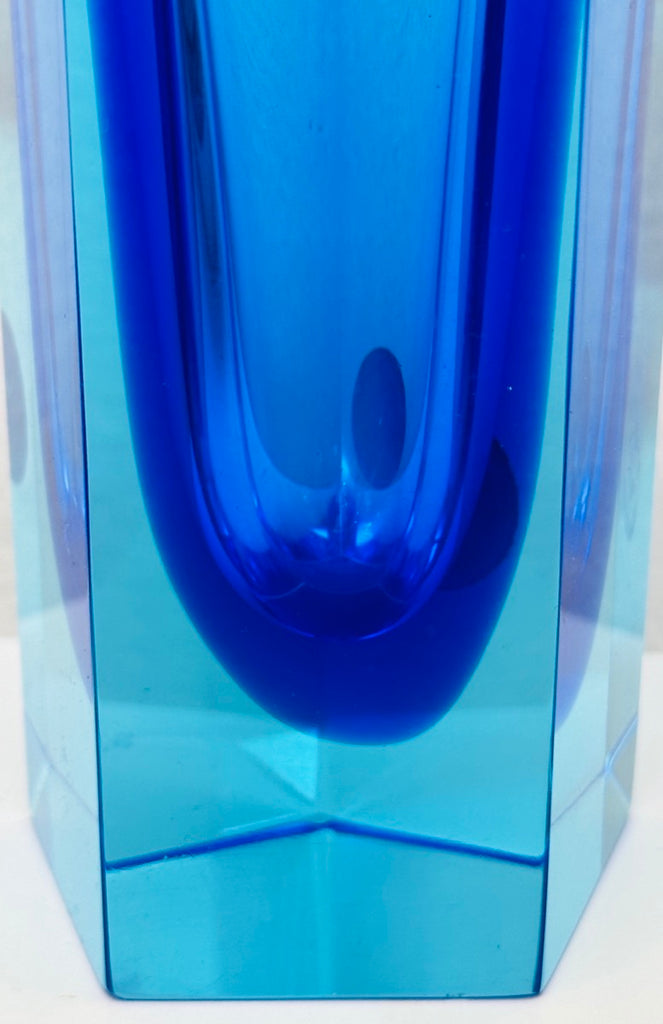 Small Italian Murano Blue Sommerso Glass Vase, 1970s