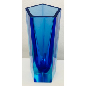 Small Italian Murano Blue Sommerso Glass Vase, 1970s