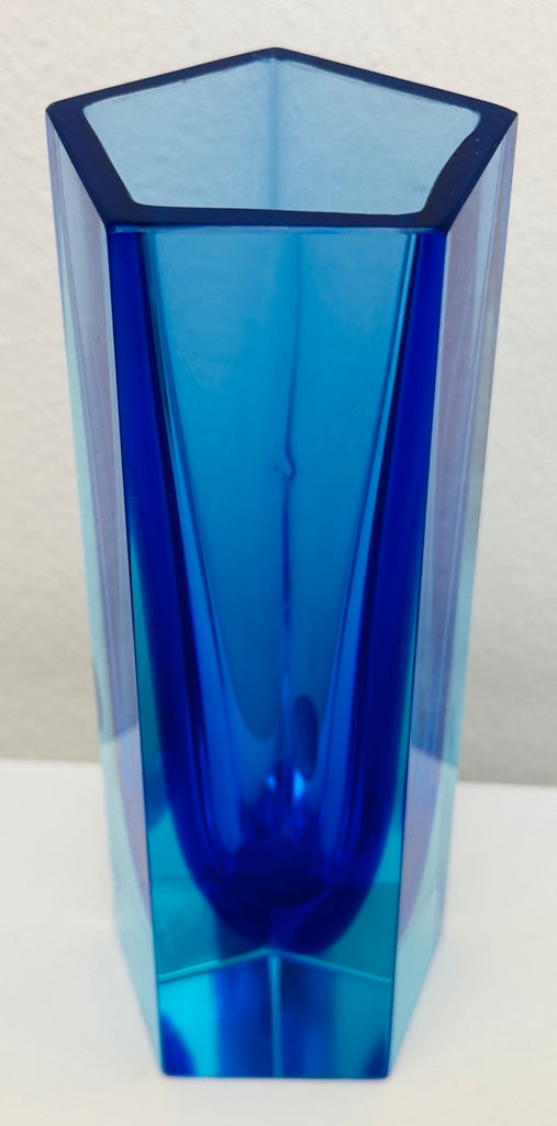 Small Italian Murano Blue Sommerso Glass Vase, 1970s