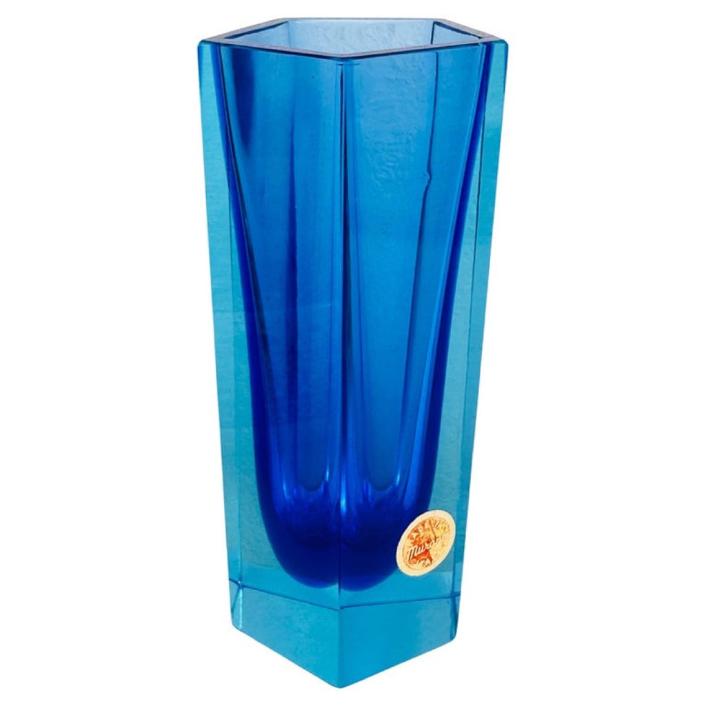 Small Italian Murano Blue Sommerso Glass Vase, 1970s