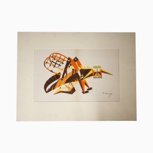 Lithograph Costume Du Criquet Pour Le Ballet "Histoires Naturelles" 1916 - By Mikhail Larionov