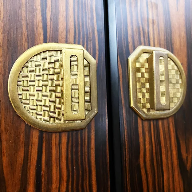 Italian Wardrobe in Macassar and Brass by Adalberto Caraceni for Modernindustria