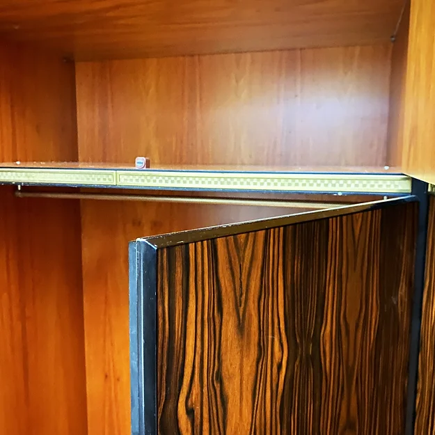 Italian Wardrobe in Macassar and Brass by Adalberto Caraceni for Modernindustria