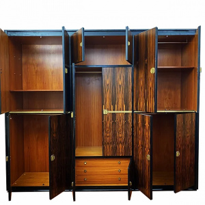 Italian Wardrobe in Macassar and Brass by Adalberto Caraceni for Modernindustria