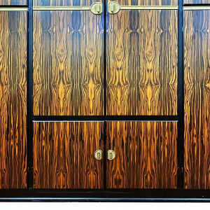 Italian Wardrobe in Macassar and Brass by Adalberto Caraceni for Modernindustria