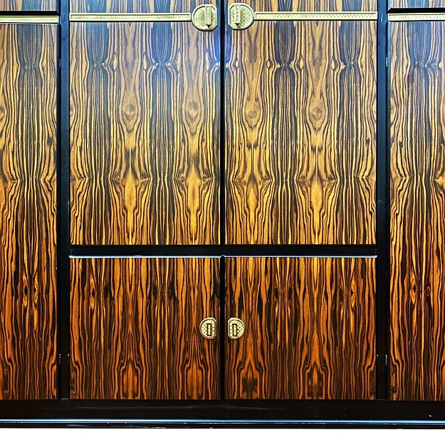Italian Wardrobe in Macassar and Brass by Adalberto Caraceni for Modernindustria