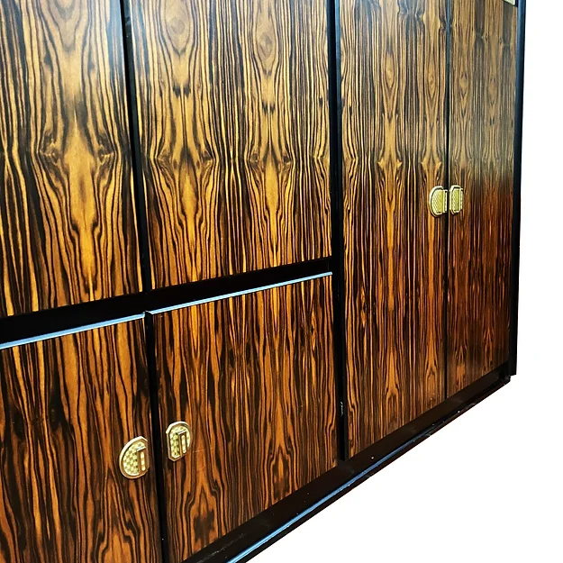 Italian Wardrobe in Macassar and Brass by Adalberto Caraceni for Modernindustria