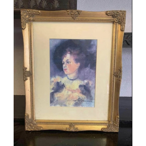 Original Oil Painting Of Woman In Gilt Frame By Artist ‘Roy Freeman’