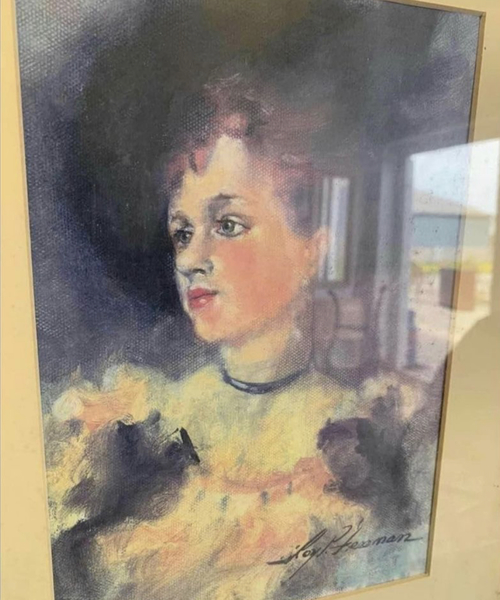 Original Oil Painting Of Woman In Gilt Frame By Artist ‘Roy Freeman’