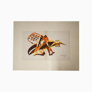Lithograph Costume Du Criquet Pour Le Ballet "Histoires Naturelles" 1916 - By Mikhail Larionov