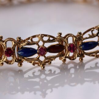 Enamel Bracelet 18K Yellow Gold with Natural Pink Sapphires