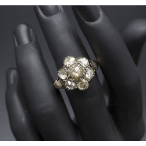 Big Antique Diamond Flower Ring Ca. 3.5ct Total