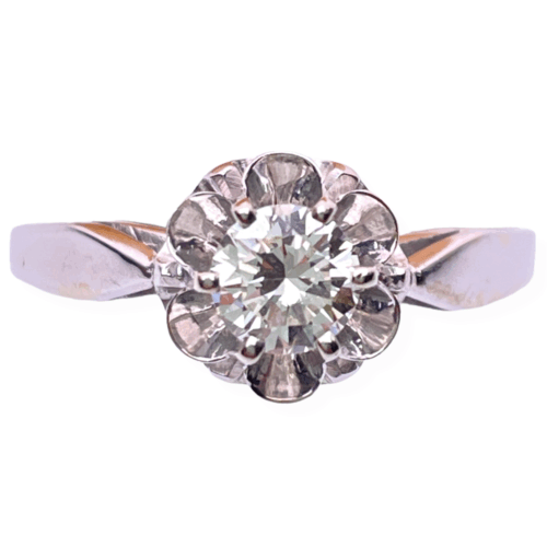 Engagement diamond ring 0,5 ct.  Classic 18K white gold