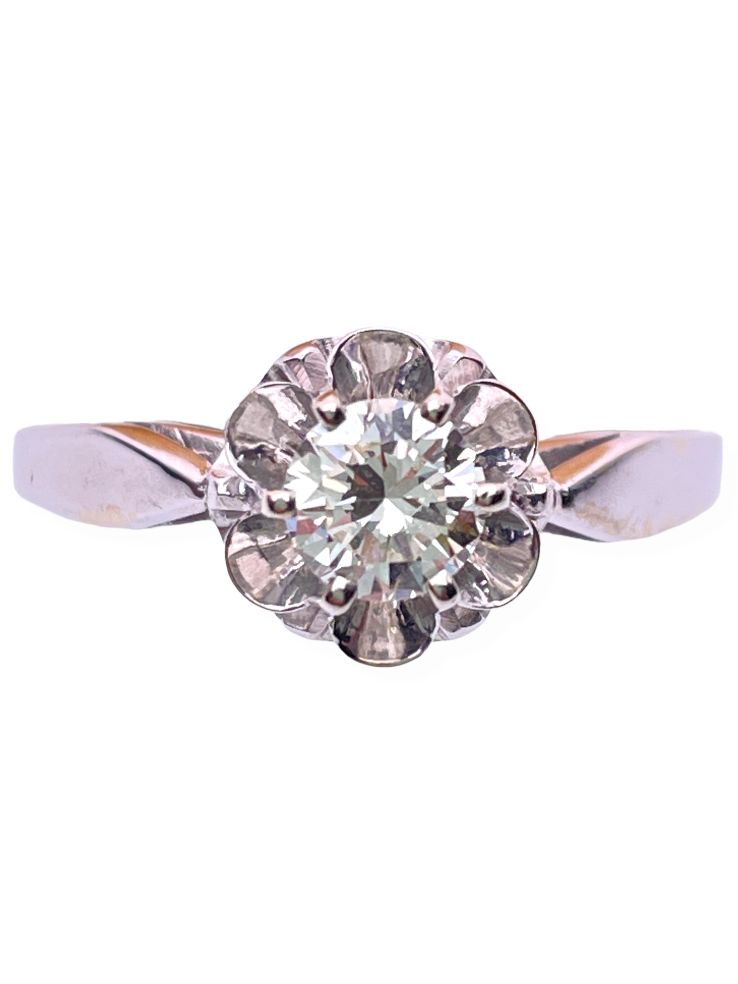 Engagement diamond ring 0,5 ct.  Classic 18K white gold