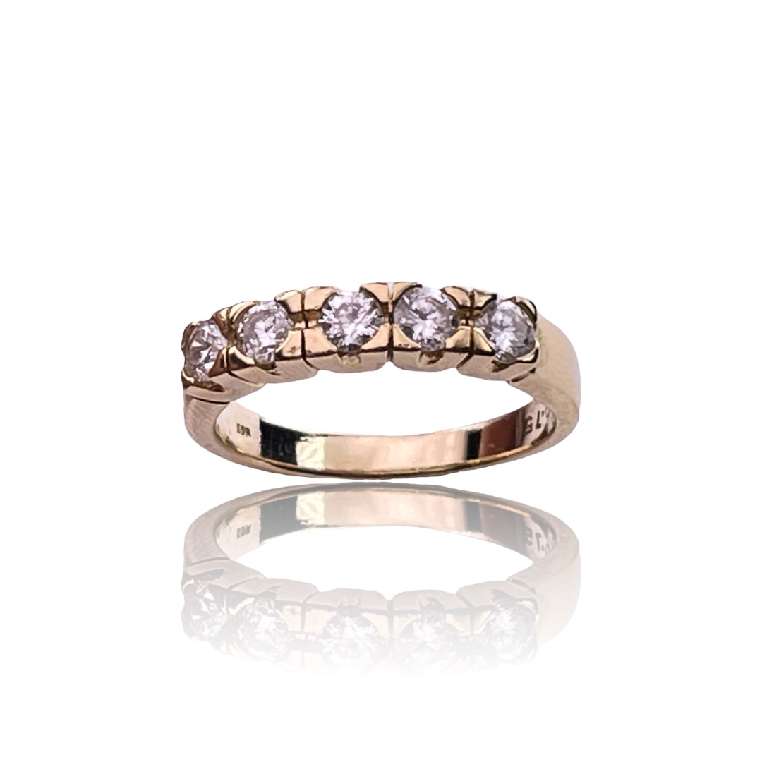 Diamond ring 14K yellow gold with 0.75 ct. diamonds