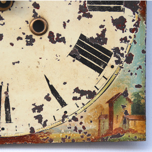 Antique Aged Hand Painted Grandfather Clock Iron Dial