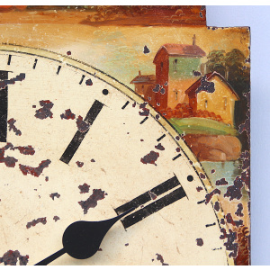 Antique Aged Hand Painted Grandfather Clock Iron Dial