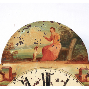 Antique Aged Hand Painted Grandfather Clock Iron Dial