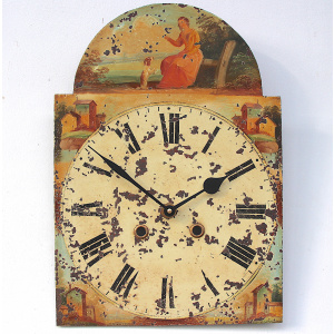 Antique Aged Hand Painted Grandfather Clock Iron Dial