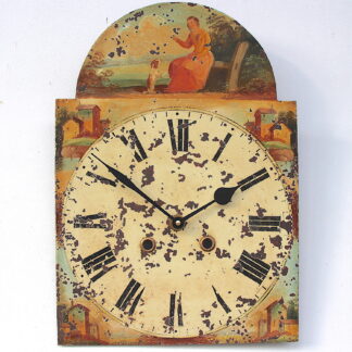 Antique Aged Hand Painted Grandfather Clock Iron Dial