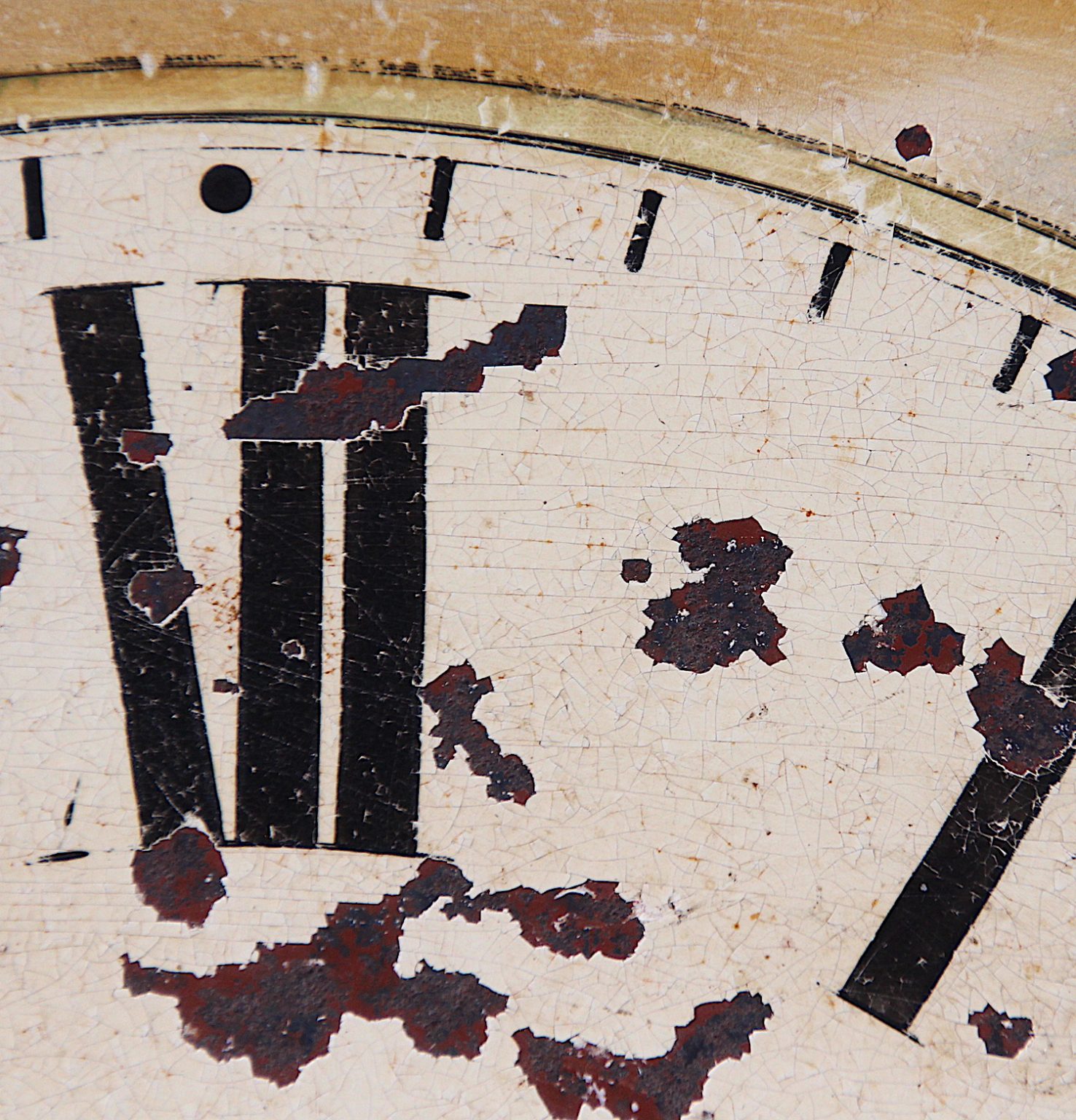 Antique Aged Hand Painted Grandfather Clock Iron Dial