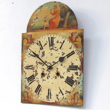 Antique Aged Hand Painted Grandfather Clock Iron Dial - Image 3