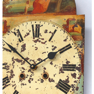 Antique Aged Hand Painted Grandfather Clock Iron Dial