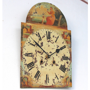 Antique Aged Hand Painted Grandfather Clock Iron Dial