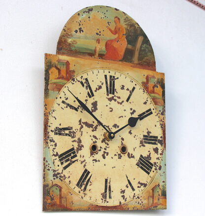 Antique Aged Hand Painted Grandfather Clock Iron Dial - Image 2