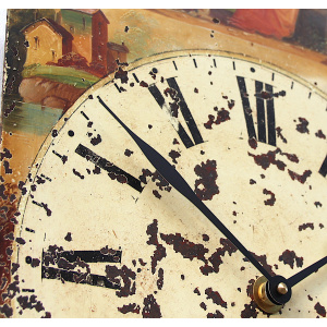 Antique Aged Hand Painted Grandfather Clock Iron Dial