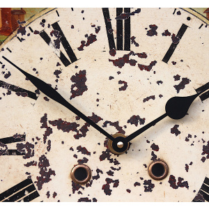 Antique Aged Hand Painted Grandfather Clock Iron Dial