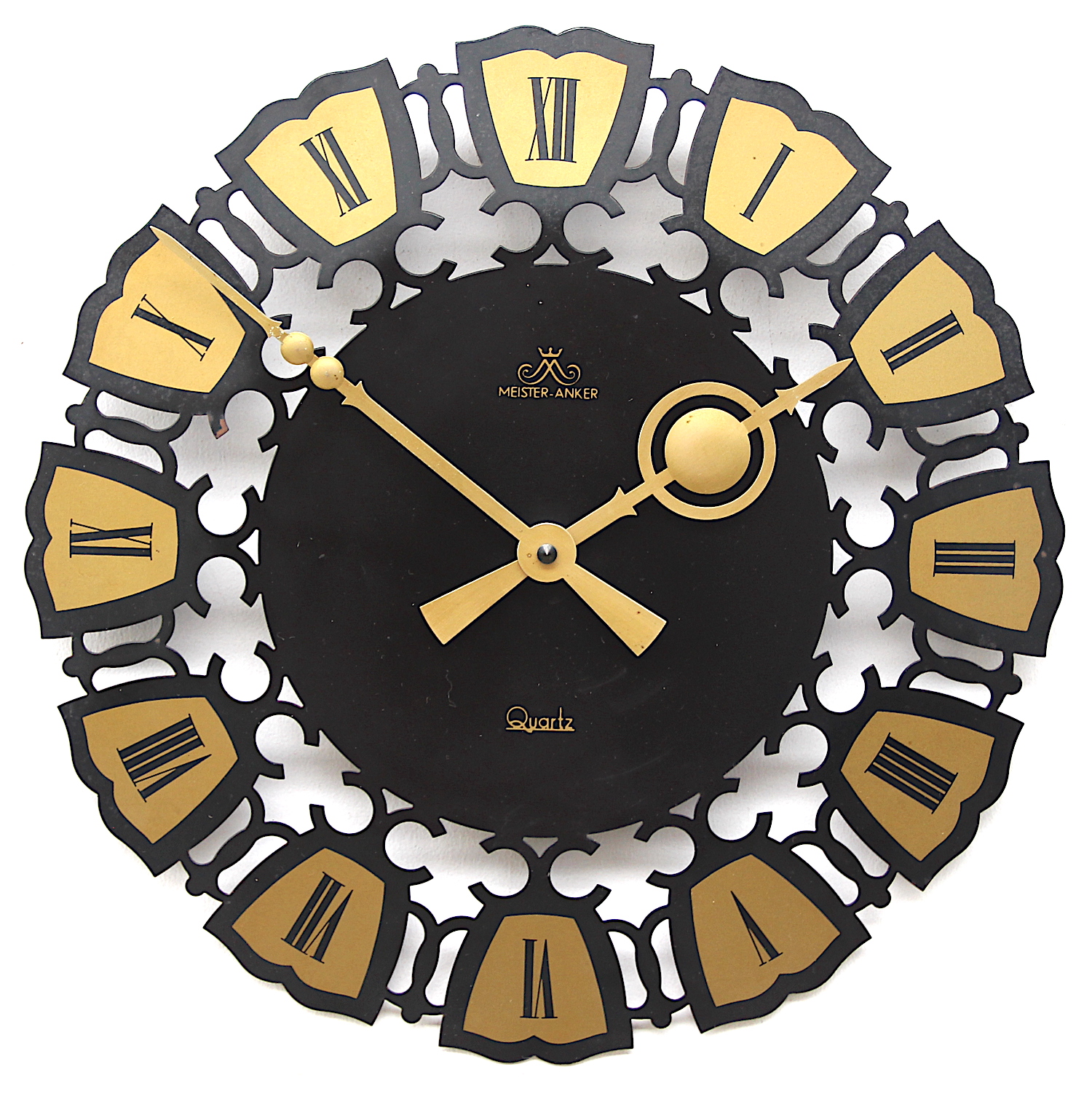 Vintage Sunburst Style Wall Clock By Meister Inker, 1960s