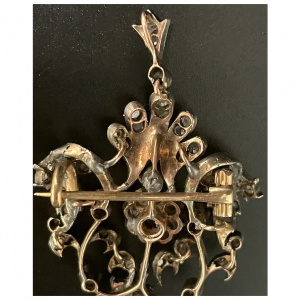 Antique Art Nouveau Diamond pendant set in 18 Kt Gold and Silver