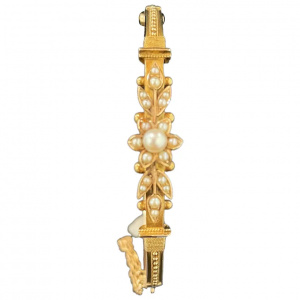 Antique Bangle, from Birmingham 1892, 15K gold with seed pearls