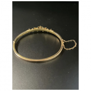 Antique Bangle, from Birmingham 1892, 15K gold with seed pearls