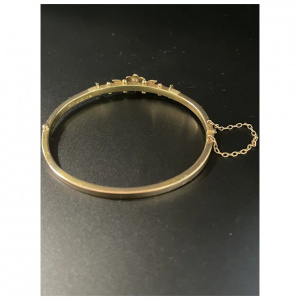Antique Bangle, from Birmingham 1892, 15K gold with seed pearls