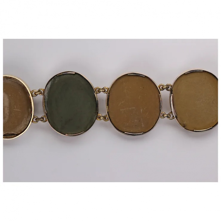 Antique Victorian Lava Cameo Bracelet 14 Karat Gold with Greek/Roman Gods - Image 10