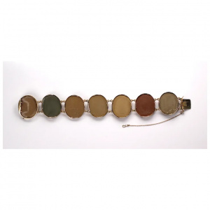 Antique Victorian Lava Cameo Bracelet 14 Karat Gold with Greek/Roman Gods