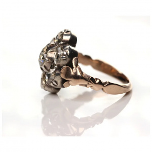 Big Antique Diamond Flower Ring Ca. 3.5ct Total