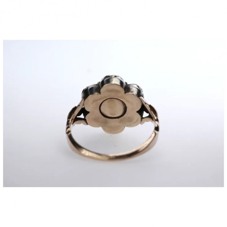 Big Antique Diamond Flower Ring Ca. 3.5ct Total - Image 7