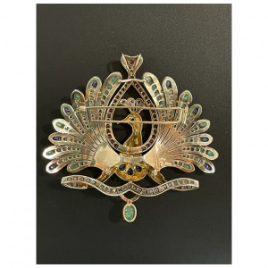 Big Peacock with natural Gemstones - Brooch & Hair Pin & Pendant - One of a kind