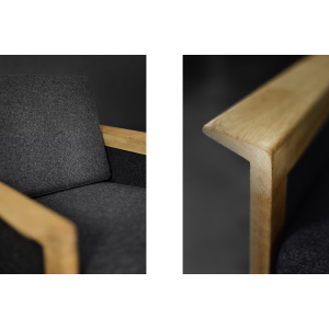 Vintage Mid-Century Danish Modern Oak & Felt Lounge Chairs, 1960s, Set of 2