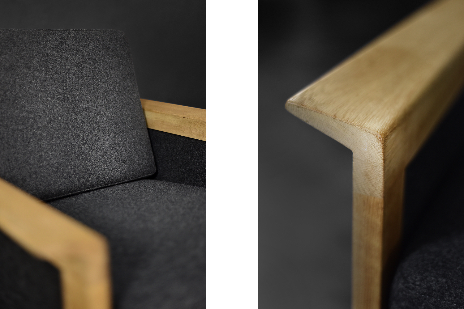 Vintage Mid-Century Danish Modern Oak & Felt Lounge Chairs, 1960s, Set of 2