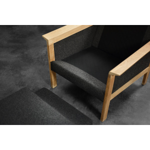Vintage Mid-Century Danish Modern Oak & Felt Lounge Chairs, 1960s, Set of 2