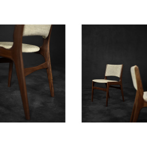 Vintage Scandinavian Modern Teak and Beige Wool Dining Chairs Model 89 by Erik Buch for Anderstrup Møbelfabrik, 1950s, Set of 4